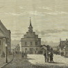 Woodcut of the Town Hall Square before the bombardment.